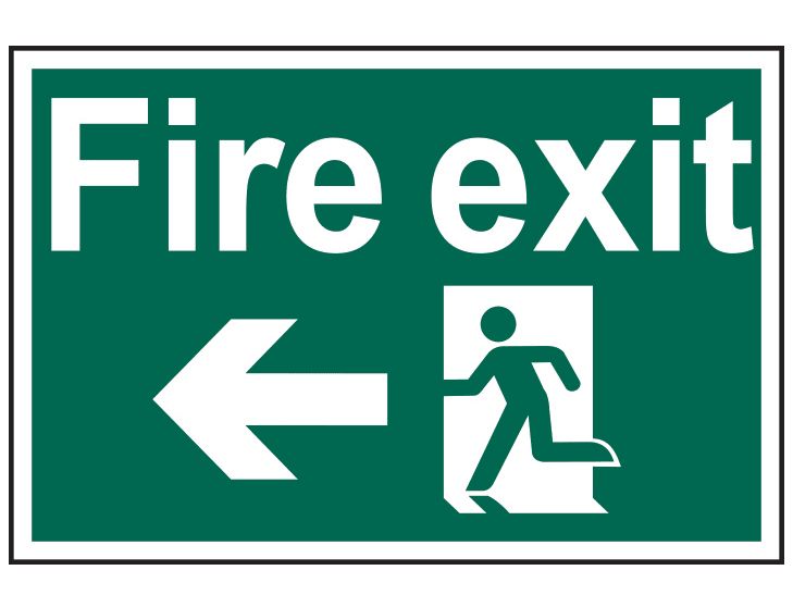 Scan SCA1506 Fire Exit Running Man Arrow Left - PVC Sign 300 x 200mm