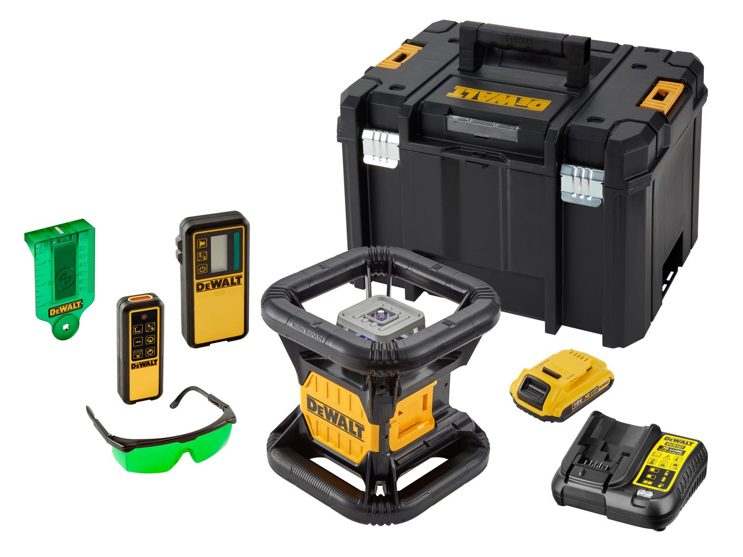 Dewalt DCE079D1G 18v Green Rotary Laser Kit 1 x 2.0Ah Li-ion