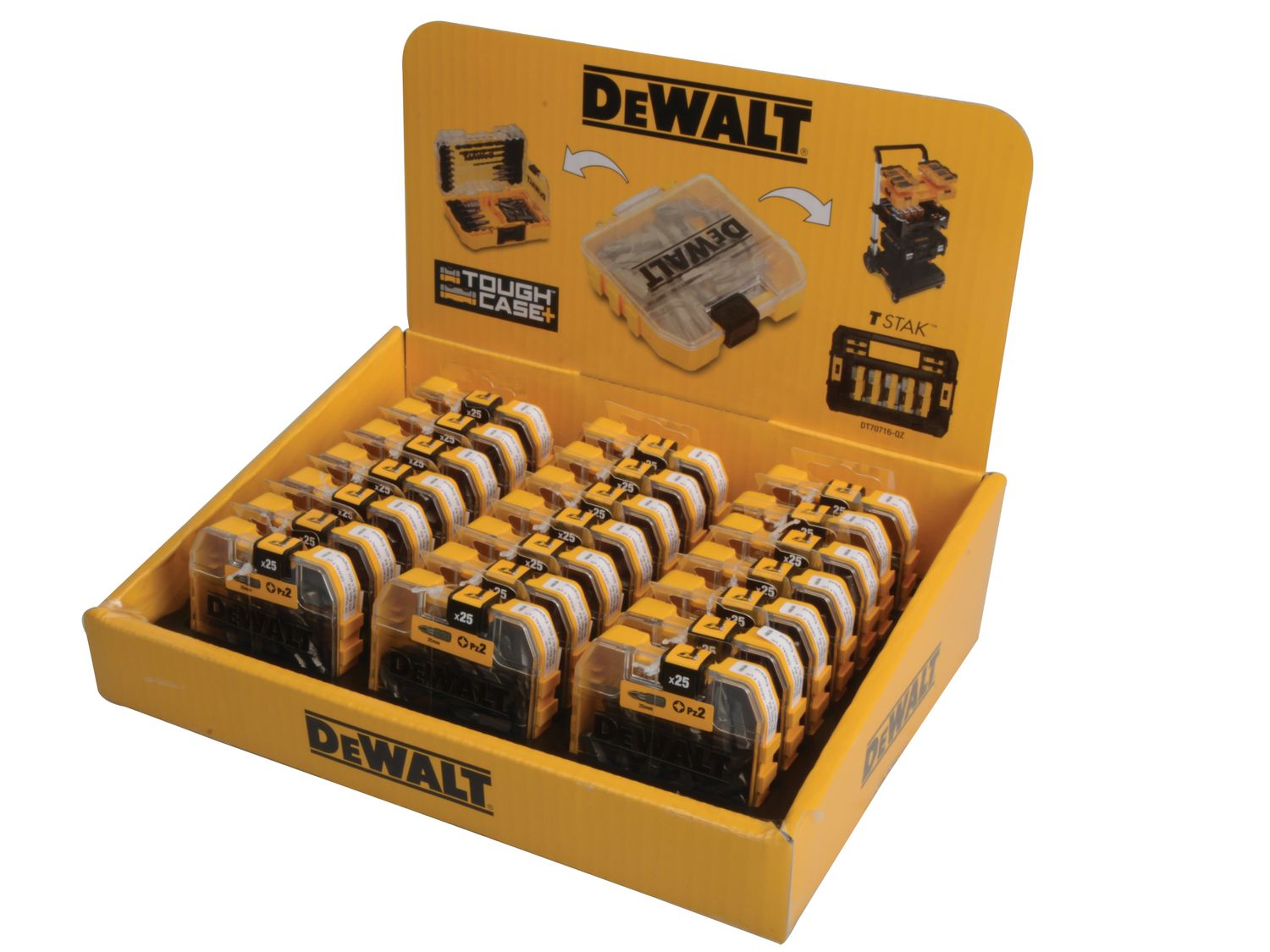 Dewalt DT71521 PZ2 25mm Standard Screwdriver bits Pack of 25 in Tough Case