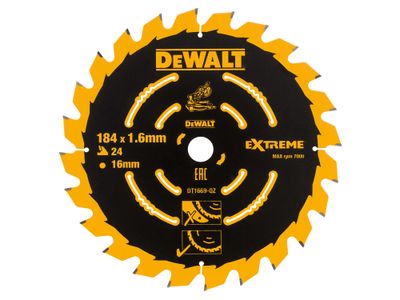 DEWALT DEWDT1669QZ Cordless Mitre Saw Blade For DCS365 184 x 16mm x 24T