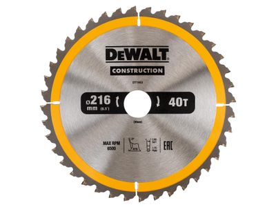 Dewalt DT1953 Stationary Construction Circular Saw Blade 216 x 30mm x 40T ATB/Neg