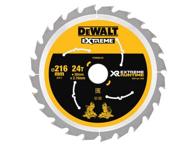 DEWALT DEWDT99568QZ XR FlexVolt Circular Saw Blade 216 x 30mm x 24T