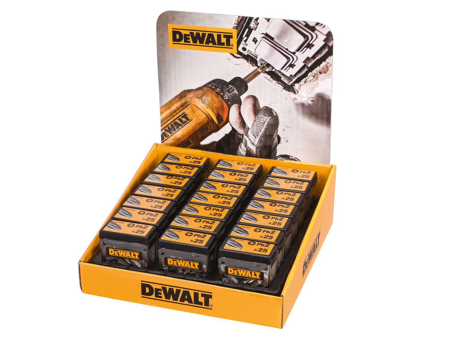 DEWALT DEWDT71522QZ PH2 25mm Standard Tic Tac Display 21 x Packs of 25