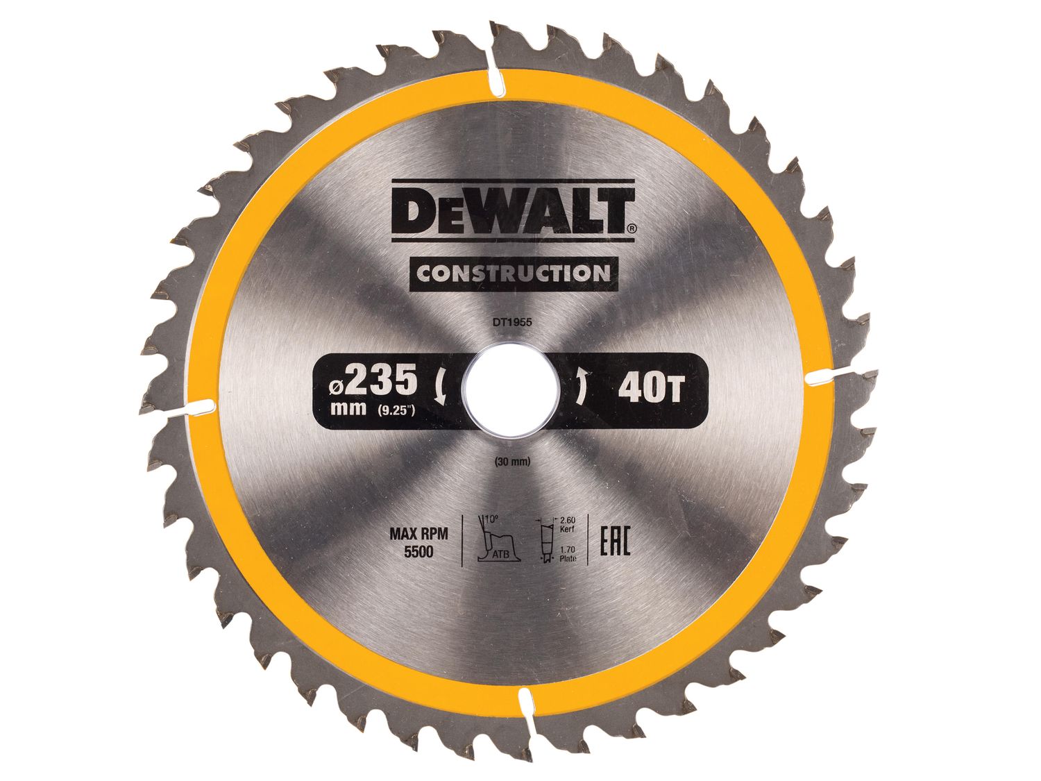 DEWALT DEWDT1955QZ Portable Construction Circular Saw Blade 235 x 30mm x 40T