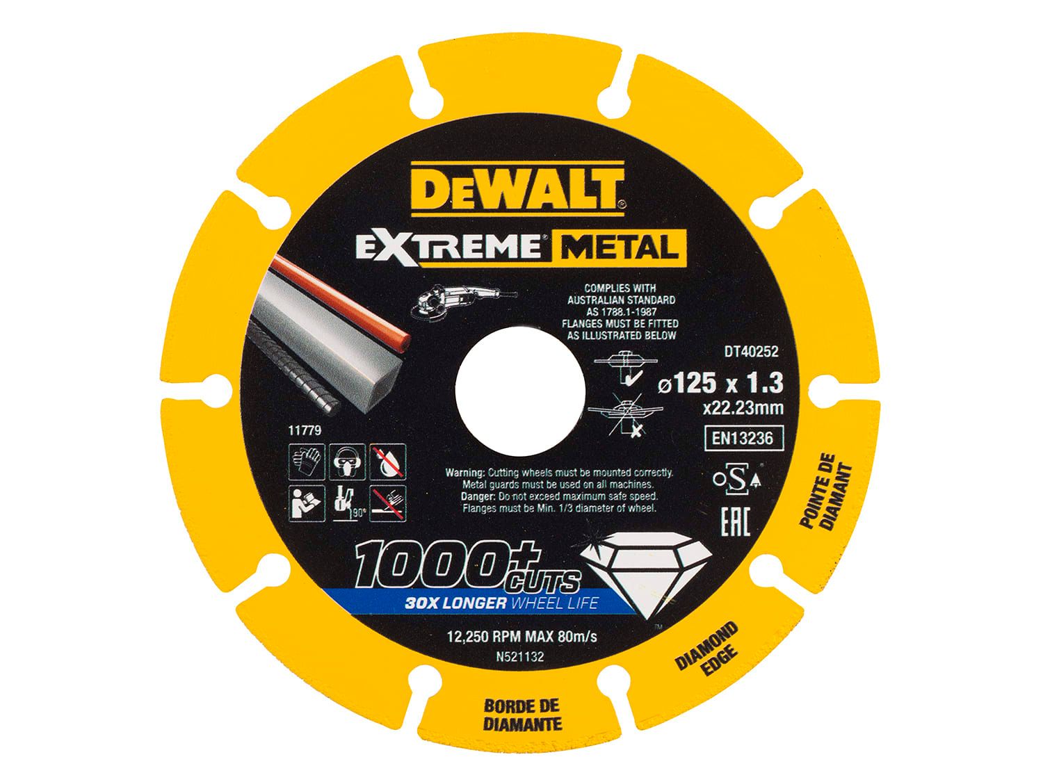Dewalt DT40252 Extreme Metal 125mm x 22.23mm x 1.3mm Diamond Blade
