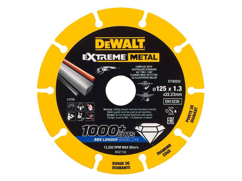 Dewalt DT40252 Extreme Metal 125mm x 22.23mm x 1.3mm Diamond Blade