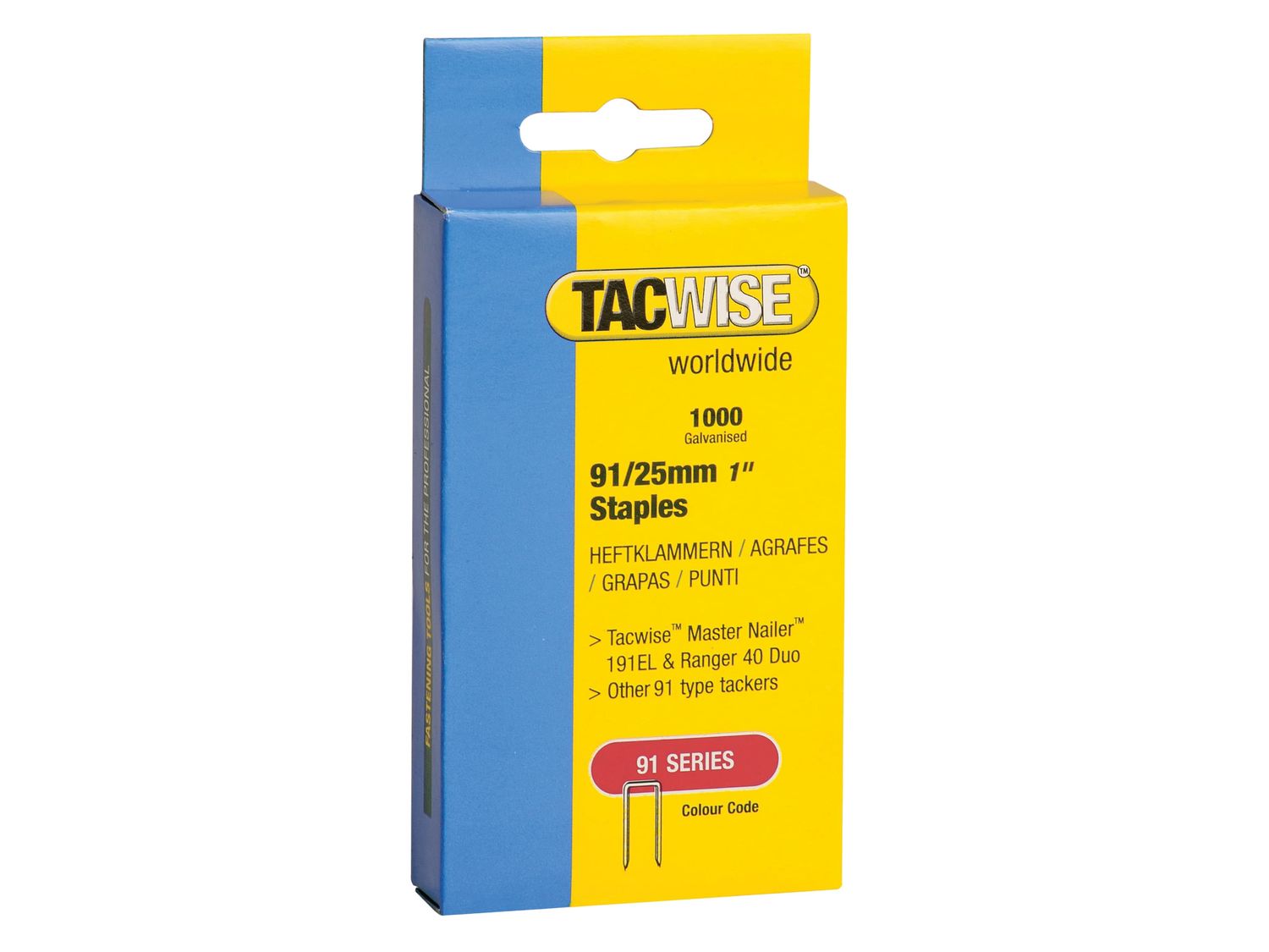 Tacwise TAC0285 91 Narrow Crown Staples 25mm - Electric Tackers (Pack 1000)