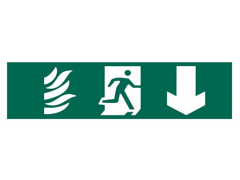 Scan SCA5203 Running Man Arrow Down - PVC Sign 200 x 50mm