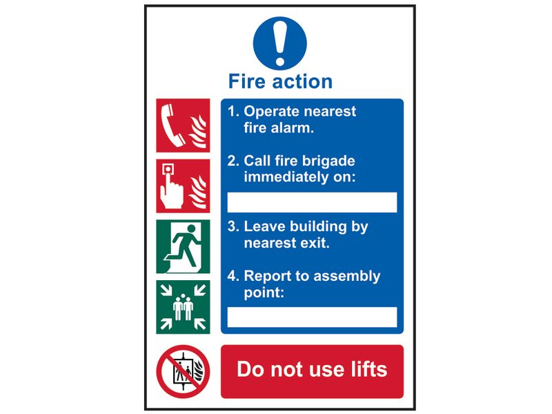 Scan SCA0175 Fire Action Procedure, Style 1 - PVC Sign 200 x 300mm