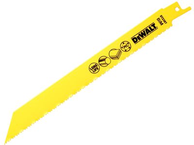 DEWALT DEWDT2387QZ Bi-Metal Reciprocating Blade for Plastic &amp; Pipes 203mm (Pack 5)
