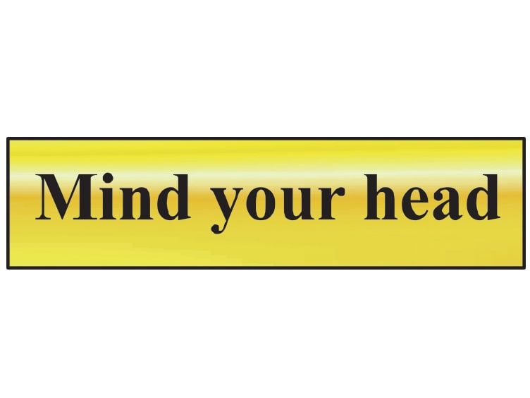 Scan SCA6030 Mind Your Head - Polished Brass Effect 200 x 50mm