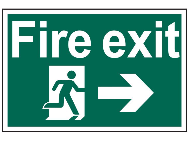 Scan SCA1504 Fire Exit Running Man Arrow Right - PVC Sign 300 x 200mm