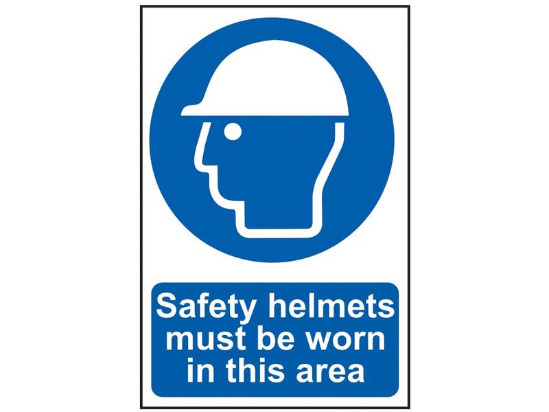 Scan SCA0002 Safety Helmets Must Be Worn in This Area - PVC Sign 200 x 300mm