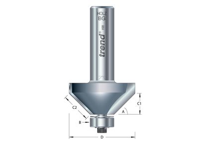 Trend TRE463812TC 46/38 x 1/2 TCT Bearing Guided Chamfer 45° 50 x 19mm