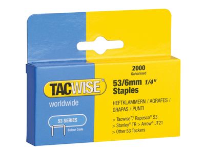Tacwise TAC0334 53 Light-Duty Staples 6mm (Type JT21  A)  (Pack 2000)