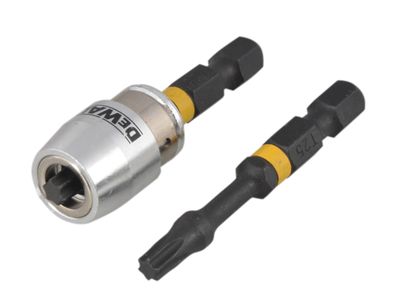 DEWALT DEWDT70538T Impact Torsion Bits TX25 x  50mm (x2) and Magnetic Screwlock Sleeve
