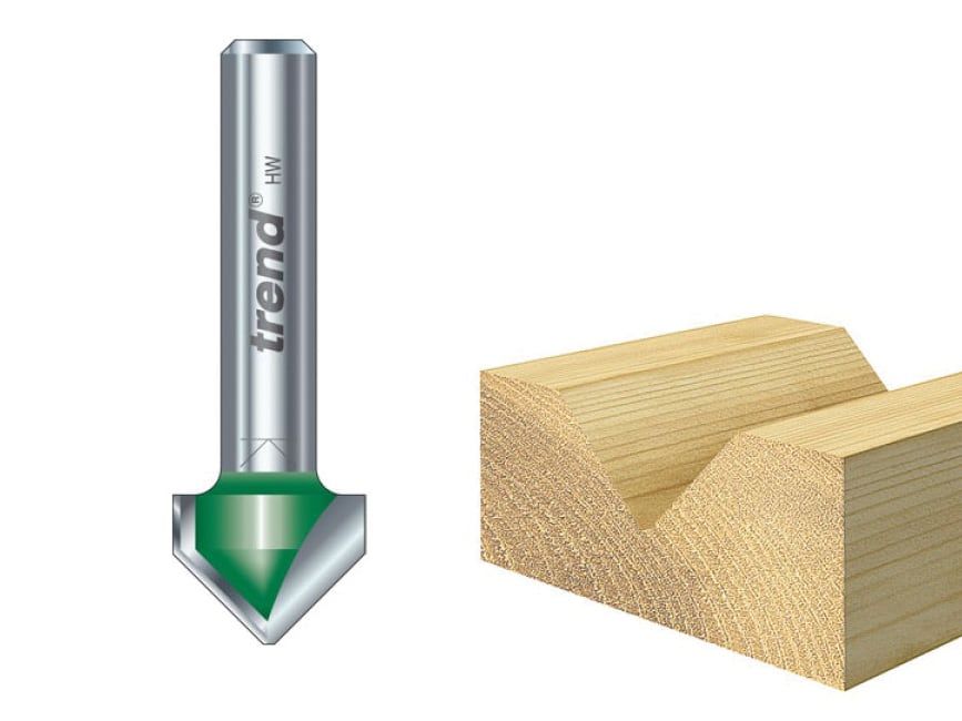 Trend TREC04414TC C044 x 1/4 TCT CraftPro Chamfer V-Groove Cutter 45° 6.0 x 12.7mm