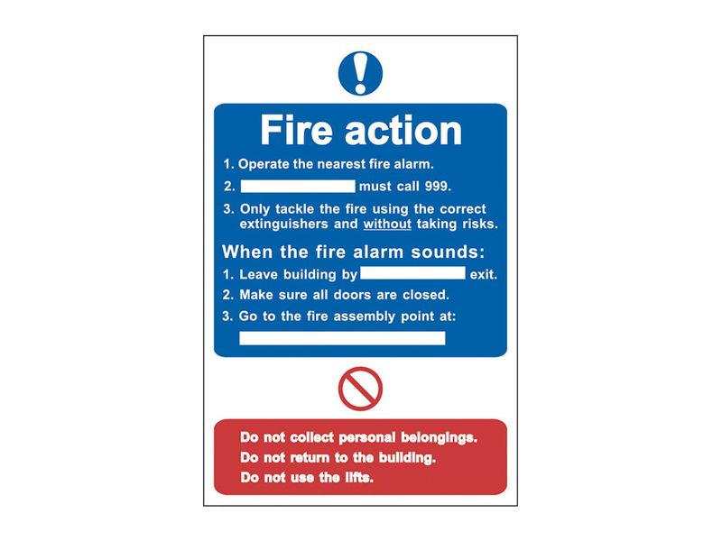 Scan SCA0165 Fire Action Procedure - PVC Sign 200 x 300mm