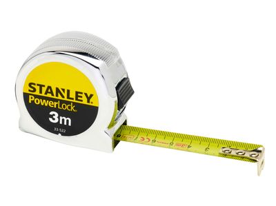 STANLEY STA033522 PowerLock Classic Pocket Tape 3m (Width 19mm) (Metric only)