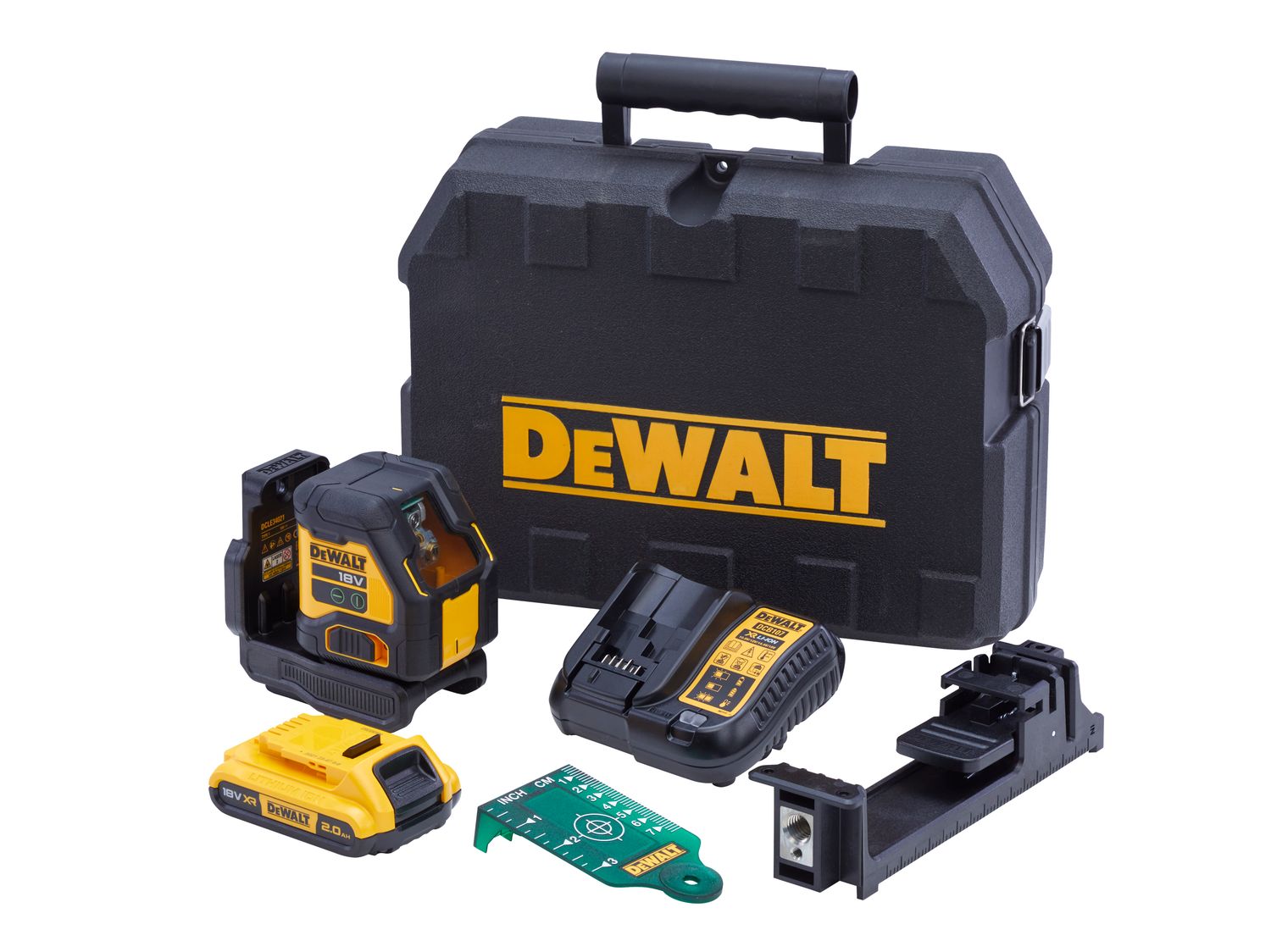 Dewalt DCLE34021D1 18v XR Compact Cross Line Green Laser Kit 1 x 2.0Ah Li-ion