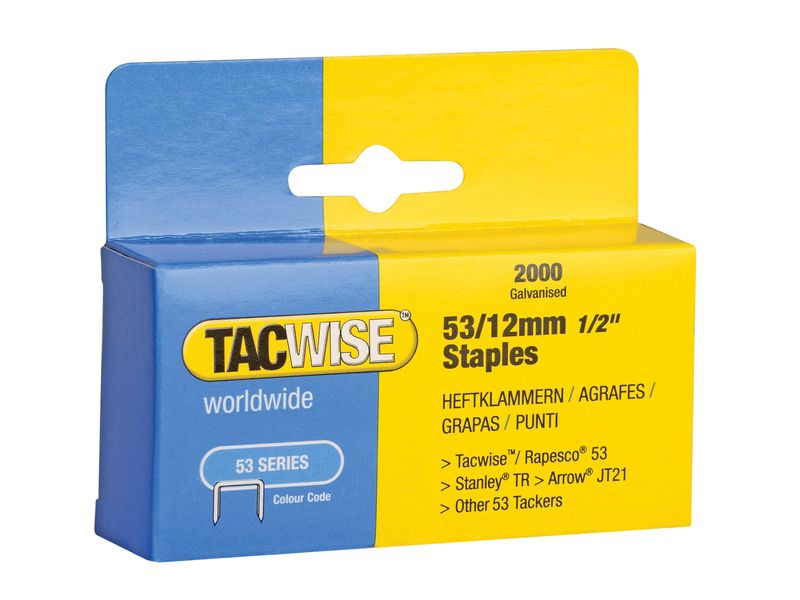 Tacwise TAC0337 53 Light-Duty Staples 12mm (Type JT21  A) (Pack 2000)