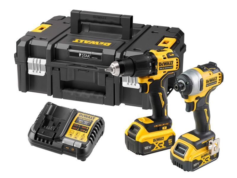 Dewalt DCK2062P2T 18v XR Brushless Combi and Impact Twin Kit 2 x 5.0Ah Li-ion