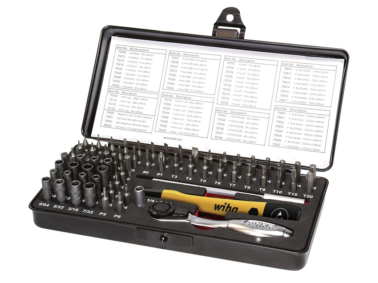 Wiha WHA39971 ESD Micro-bit Set, 66 Piece (inc. Case)