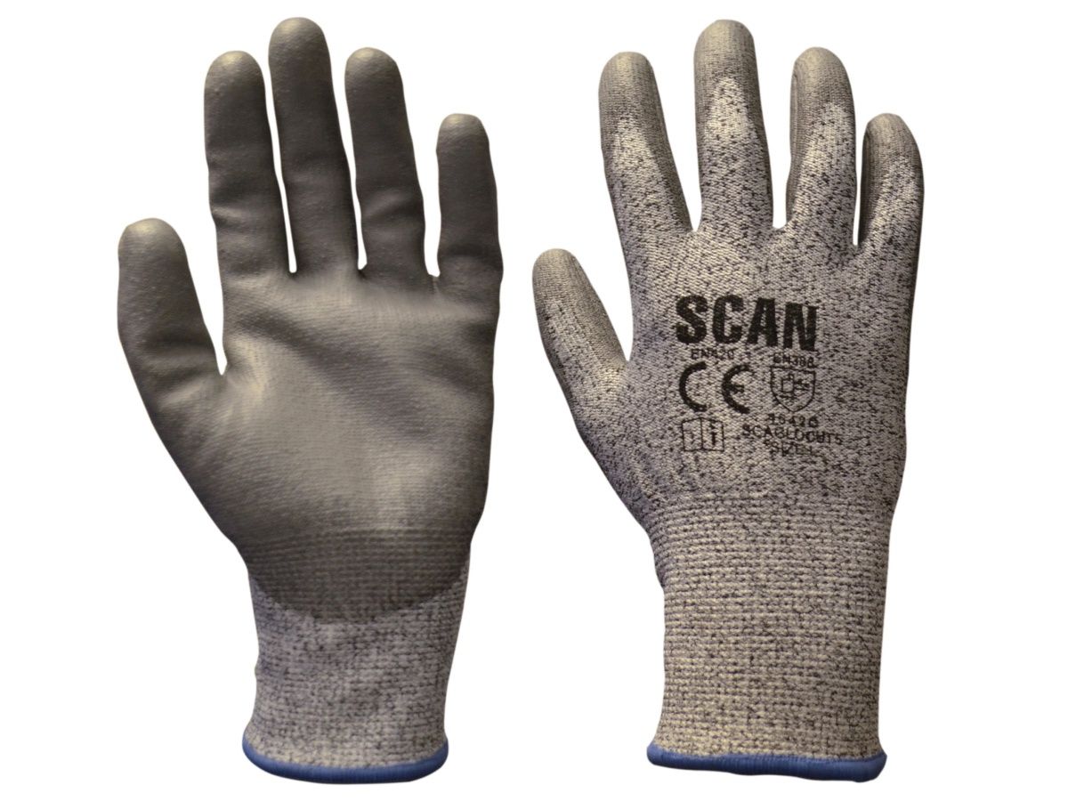 Scan SCAGLOCUT5XX Grey PU Coated Cut 5 Gloves - XXL (Size 11)