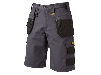 DEWALT DEWCHEV34W Cheverley Lightweight Grey Polycotton Shorts Waist 34in