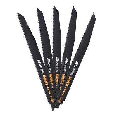 DEWALT DEWDT2314LQZ 2X Life Wood &amp; Nail Reciprocating Blade 305mm x 6 TPI Pack of 5