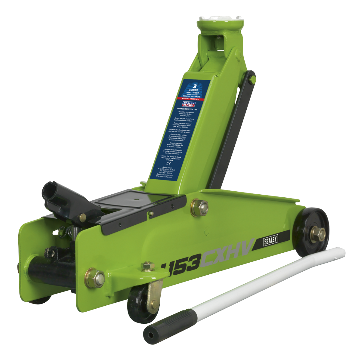 Sealey 1153CXHV Heavy-Duty Long Reach Trolley Jack 3 Tonne Green