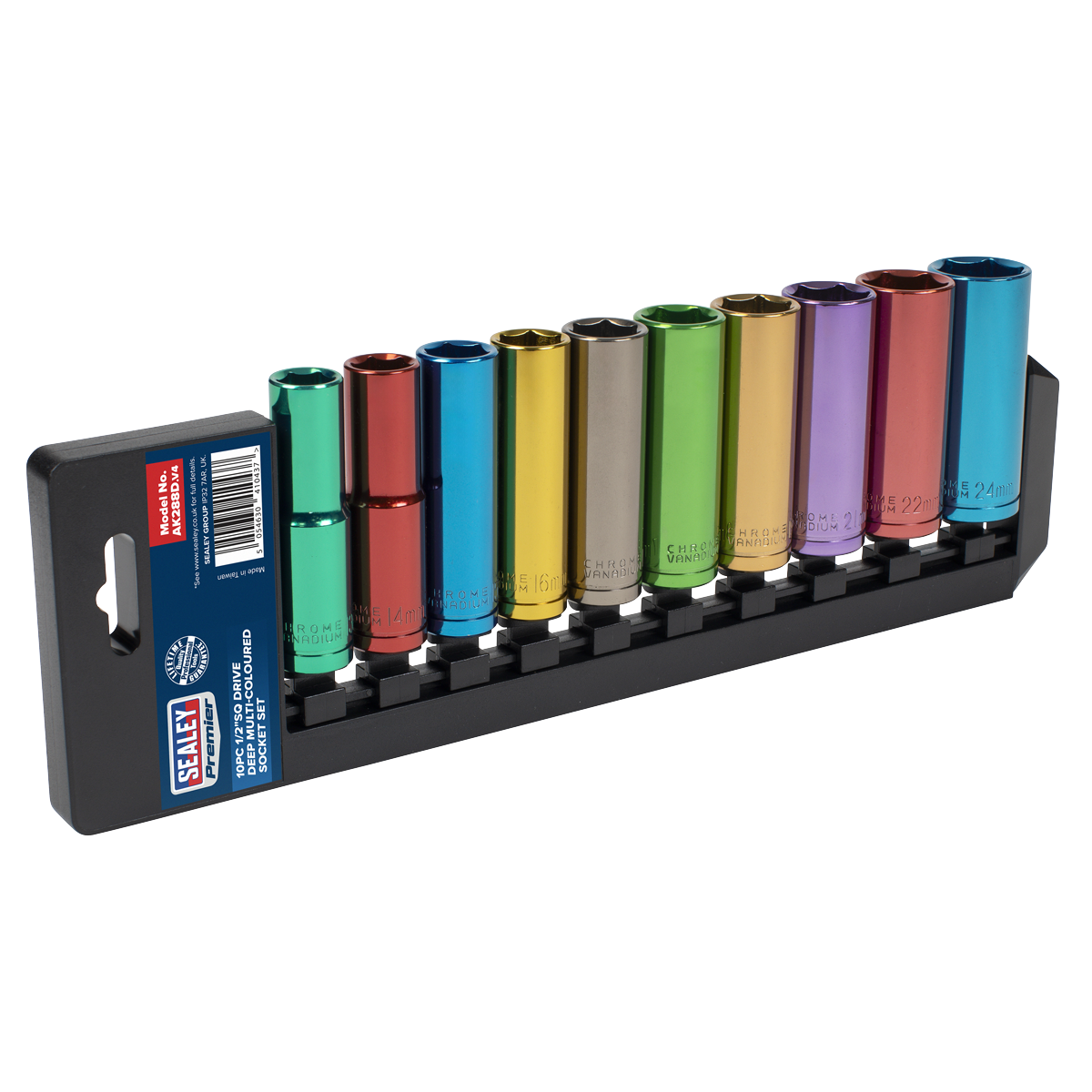 Sealey Premier AK288D 10pc 1/2&quot; Deep Multi-Coloured Socket Set