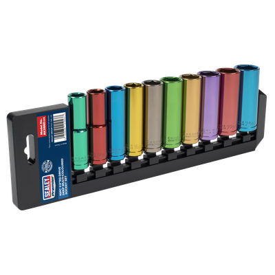 Sealey Premier AK288D 10pc 1/2&quot; Deep Multi-Coloured Socket Set