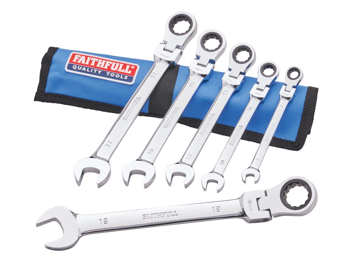 Faithfull FAISPARAT6SR 6pc Ratcheting Combination Spanner Set XMS25SPANNER