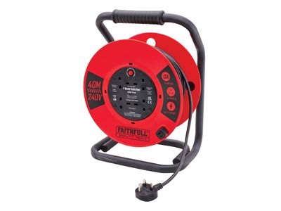 Faithfull FPPCR40240HD 40m 13A Heavy Duty Cable Reel 240v XMS25CR40M