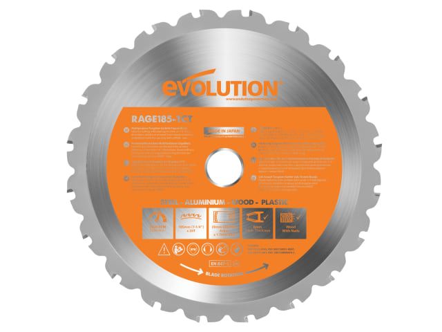 Evolution R185TCT-20CS 185mm x 20mm x 20T Multi-Material Circular Saw Blade