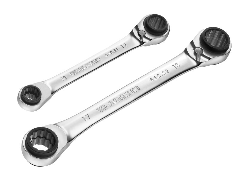 Facom FCM64CJ2PB Quatro Ratcheting Spanner Set, 2 Piece