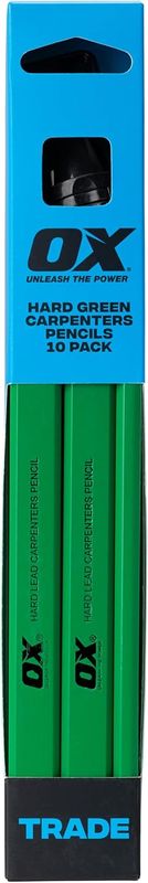 OX Tools OX-T023010 Trade Hard Green Carpenters Pencils Pack of 10