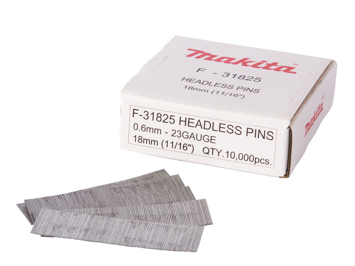 Makita F-31825 23Ga Smooth Headless Pins 18mm Box of 10,000