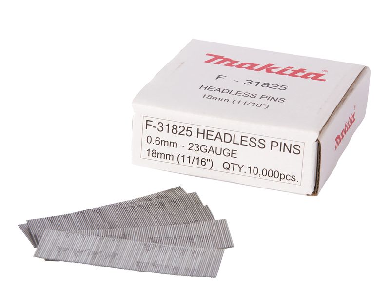 Makita F-31825 23Ga Smooth Headless Pins 18mm Box of 10,000