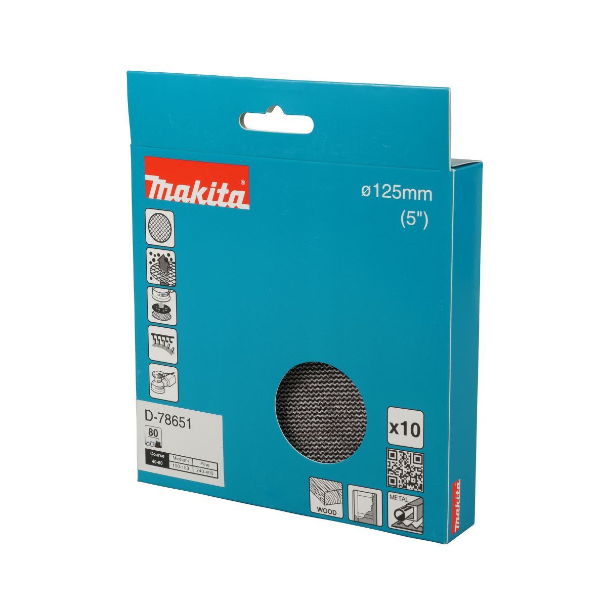 Makita D-78651 125mm Net / Mesh 80g Sanding Discs Pack of 10