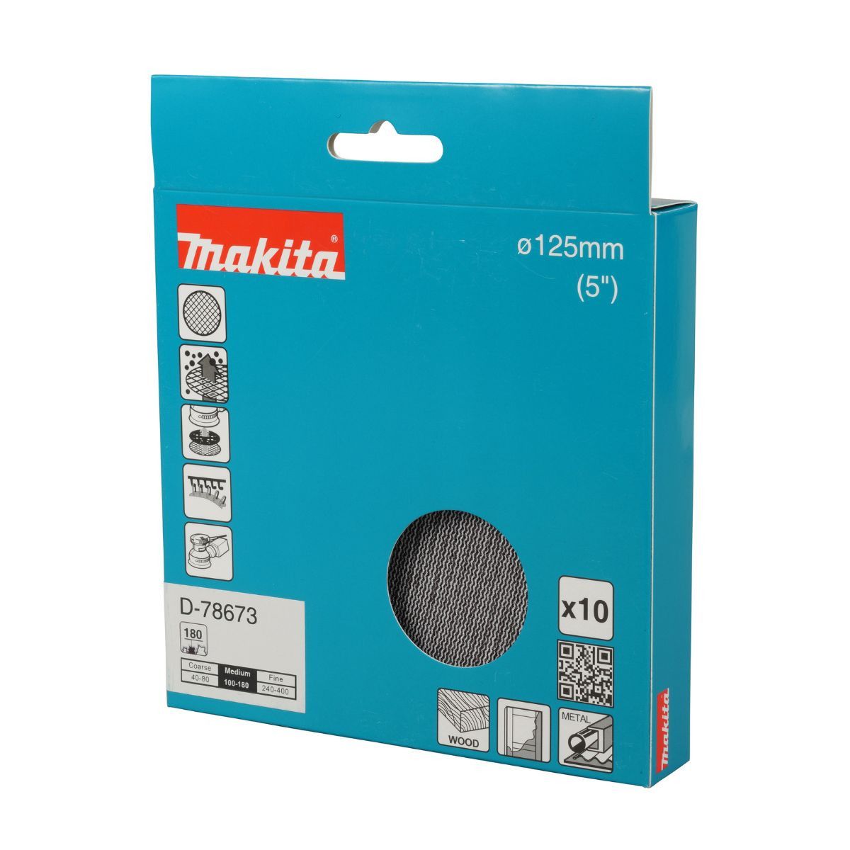 Makita D-78673 125mm Net / Mesh 180g Sanding Discs Pack of 10