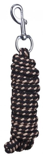 8-FT BRAIDED SOFT POLY LEAD ROPE - BLACK/TAN/BROWN