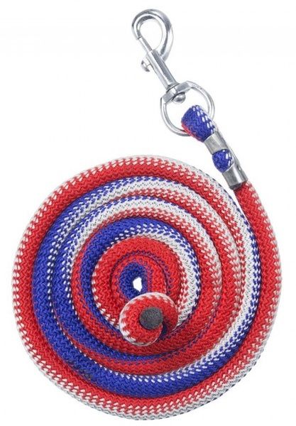 8-FT WOVEN POLY CORD LEAD - RED/WHITE/BLUE
