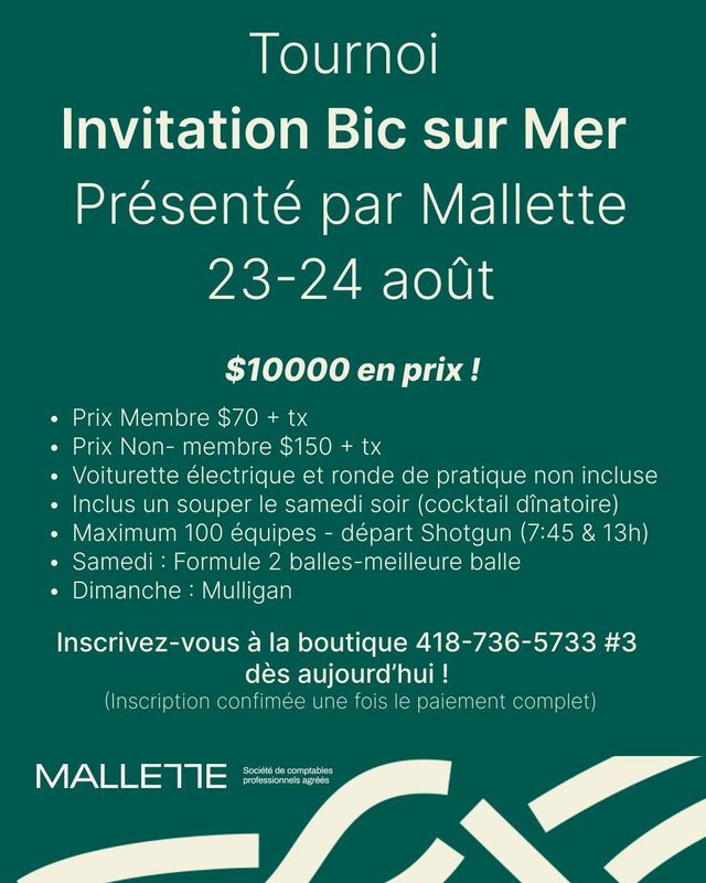 Inscription - invitation Bic sur Mer