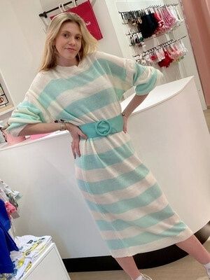 Cosy long dress green white