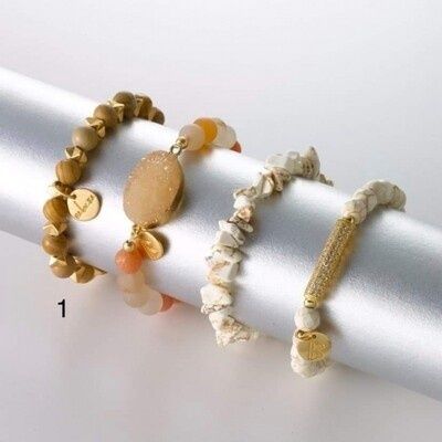Armband camel met &#39;gouden&#39; accentjes
