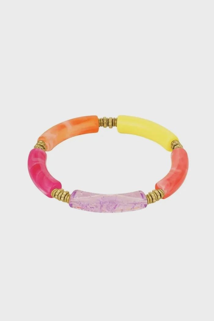 Fuchsia, oranje en gele Tube armband