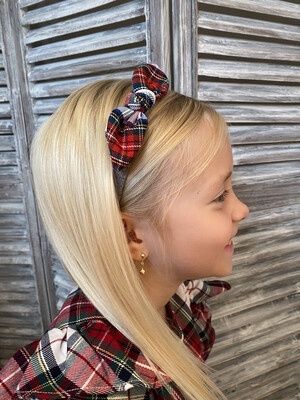 Meia Pata Diadeem met tartan strik - grijs