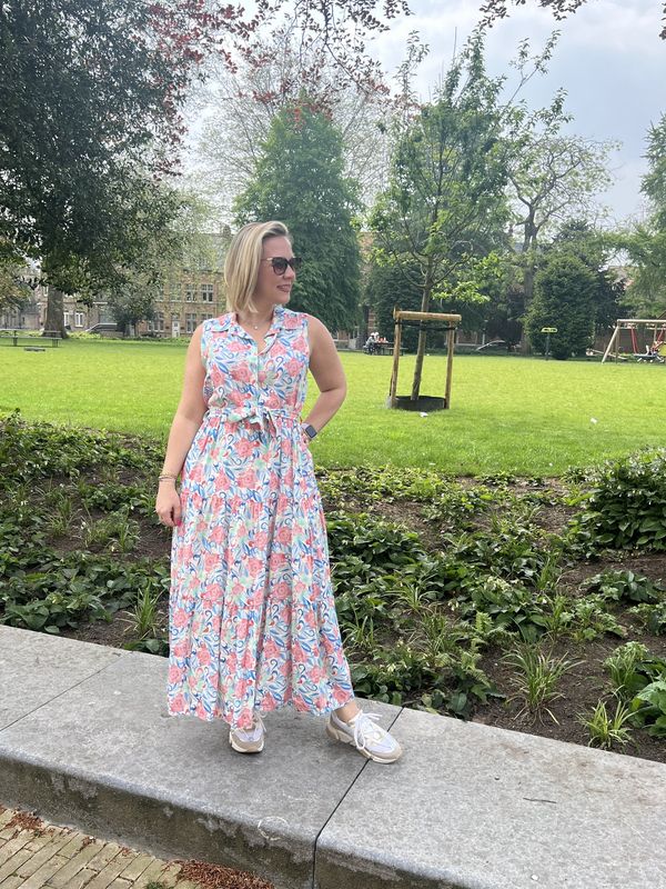 Lange zomerjurk blauw